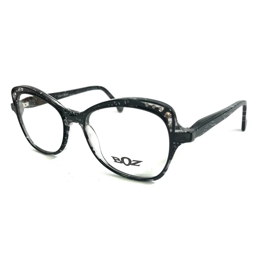 BOZ Eyeglasses Frames DING 0050ST Festival Noir Black Gray Crystals 51-17-140